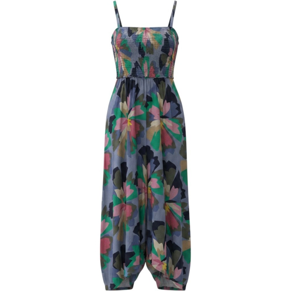 GAP Multicolor Floral‎ Midi Dress - Blue, Green, Pink smocked , bold colors